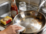 不锈钢锅烧糊修复 番茄酱 + 小苏打 轻松去焦痕