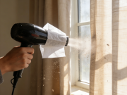 窗帘除尘不用拆 吹风机 + 静电除尘纸 一键去灰